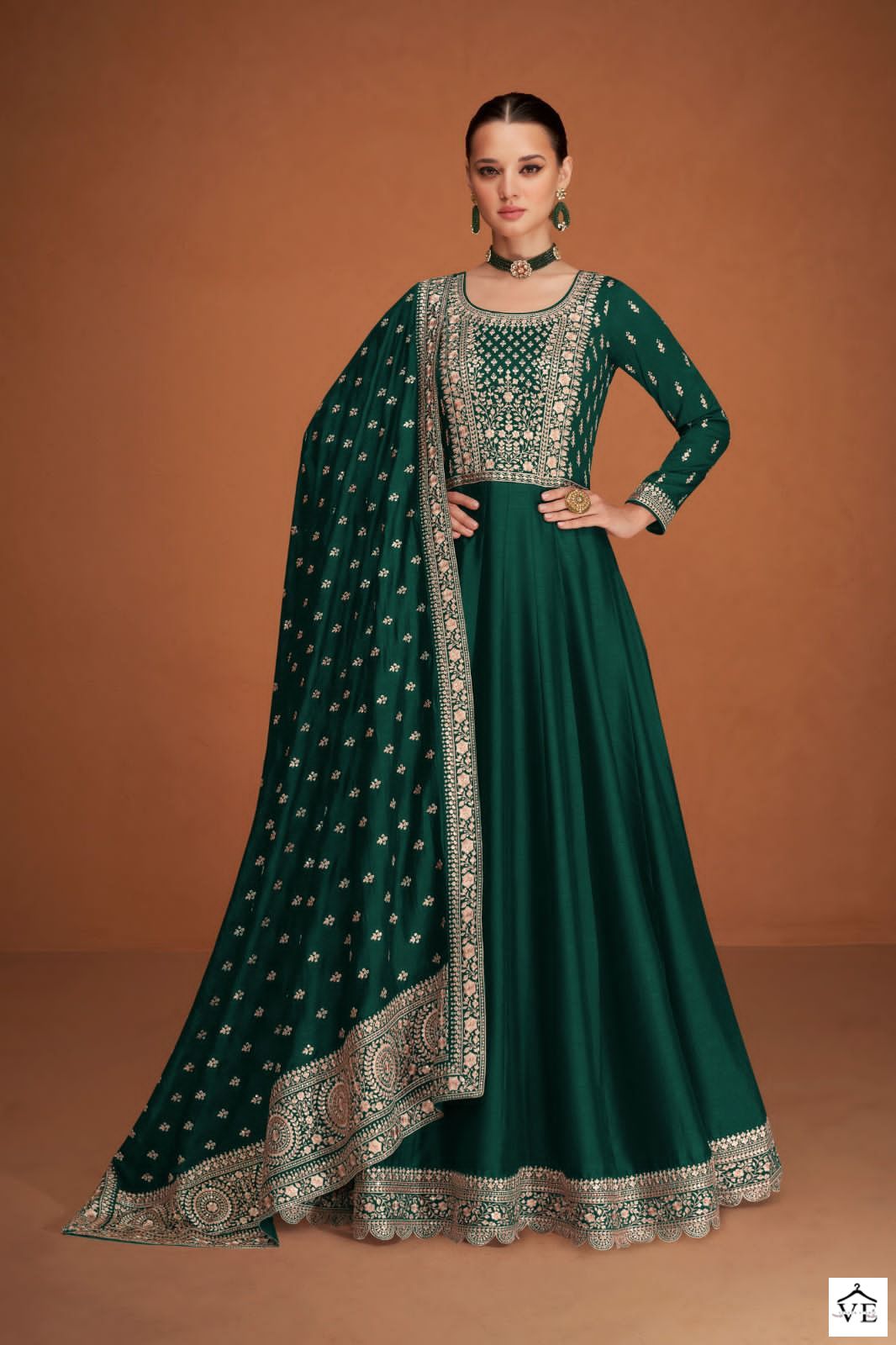 Aashirwad Veera Silk Wholesale Designer Readymade Gown Suit Catalog — Wholesale Salwar Suits, Aashirwad Creation wholesale from Surat - Gallery Image 2