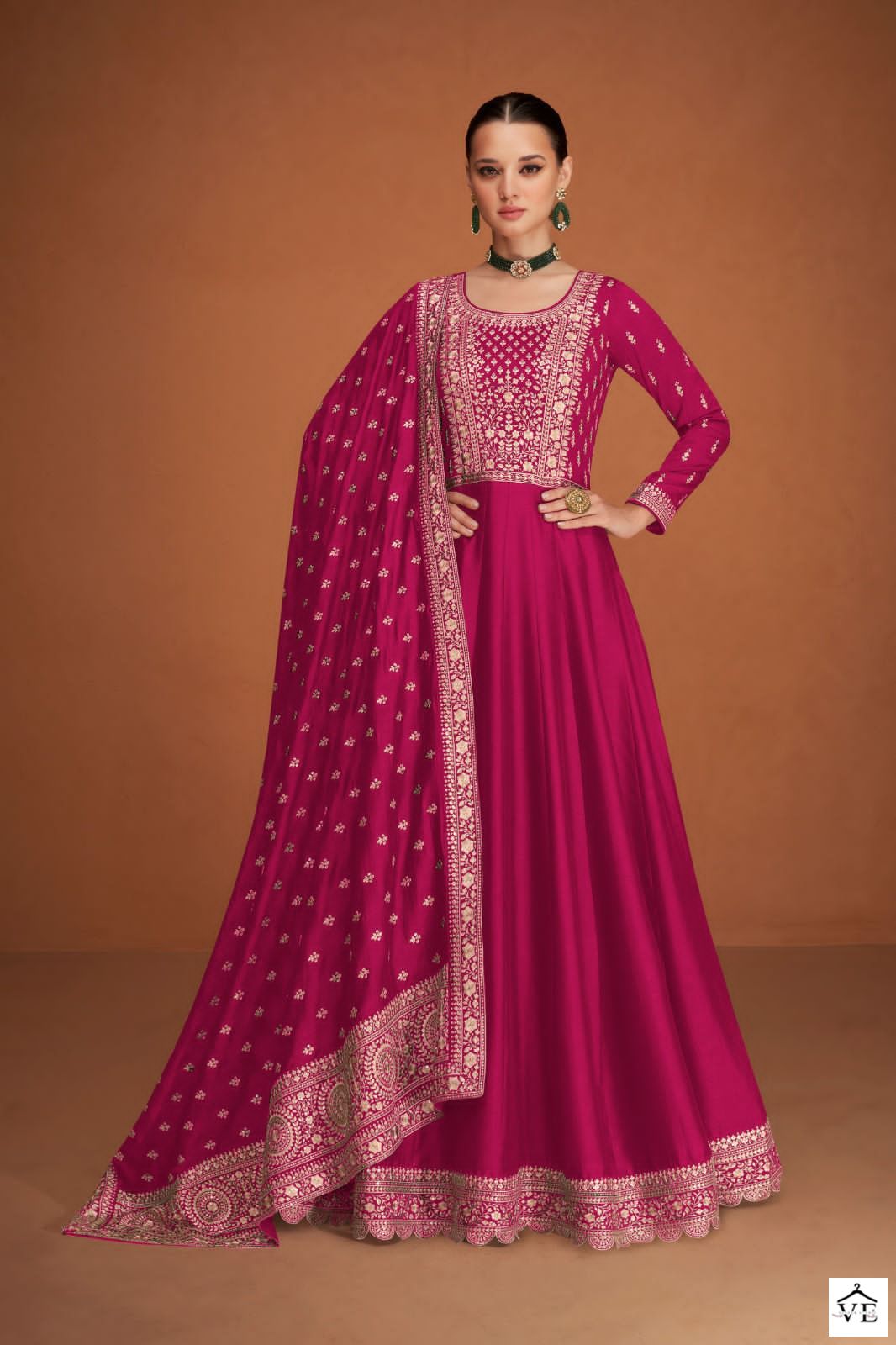 Aashirwad Veera Silk Wholesale Designer Readymade Gown Suit Catalog — Wholesale Salwar Suits, Aashirwad Creation wholesale from Surat - Gallery Image 3