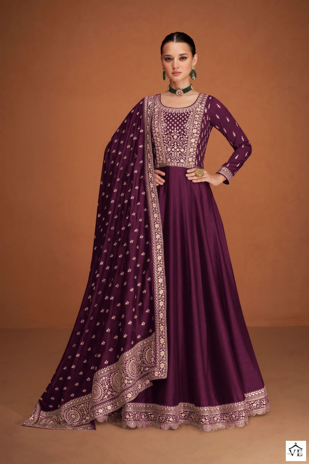 Aashirwad Veera Silk Wholesale Designer Readymade Gown Suit Catalog — Wholesale Salwar Suits, Aashirwad Creation wholesale from Surat - Gallery Image 5
