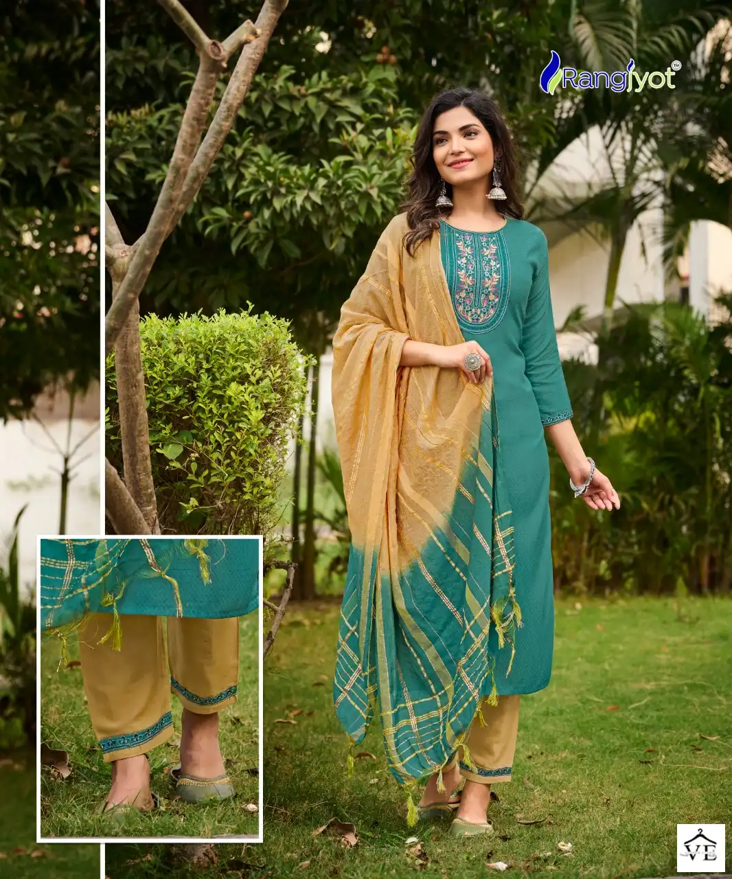Rangjyot Veena Vol-1 Dobby Rayon Wholesale Readymade Suit Catalog — Wholesale Salwar Suits, MPA wholesale from Surat - Gallery Image 6