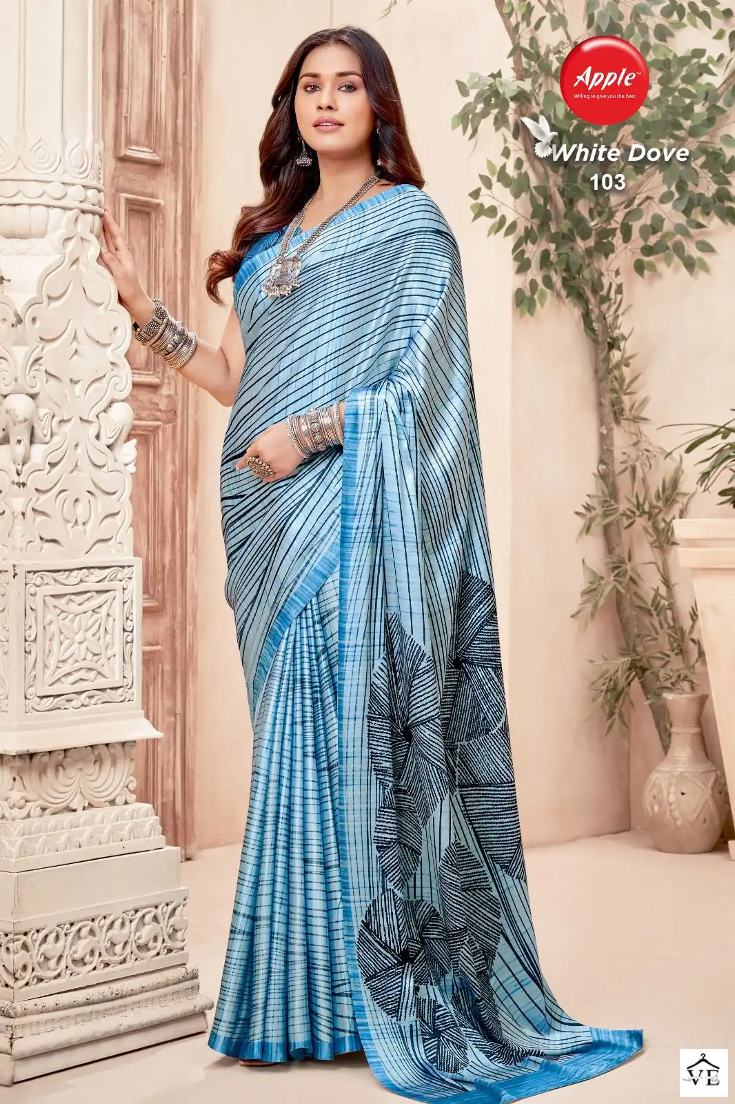 Apple White Dove Japan Crape Wholesale Saree Catalog — Wholesale Sarees, MPA wholesale from Surat - Gallery Image 4