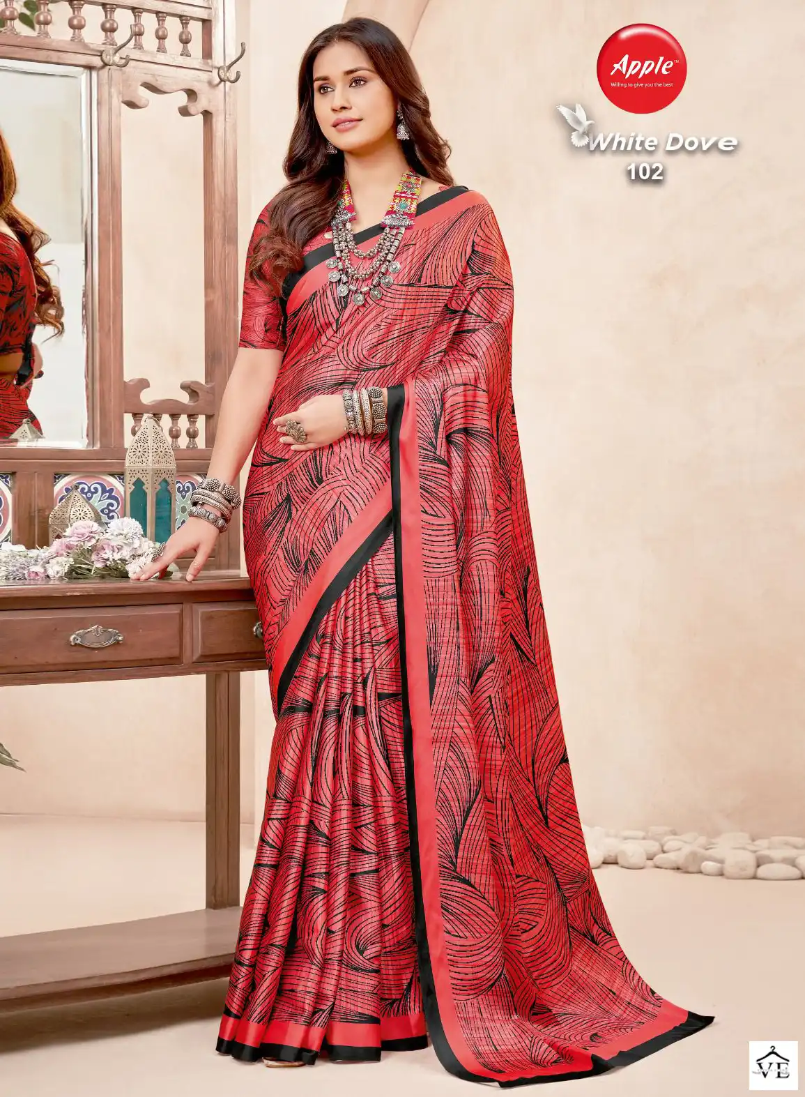Apple White Dove Japan Crape Wholesale Saree Catalog — Wholesale Sarees, MPA wholesale from Surat — view 1