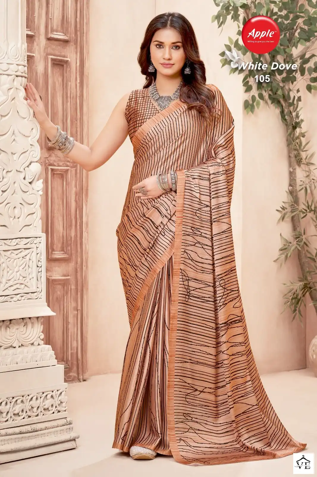 Apple White Dove Japan Crape Wholesale Saree Catalog — Wholesale Sarees, MPA wholesale from Surat - Gallery Image 5