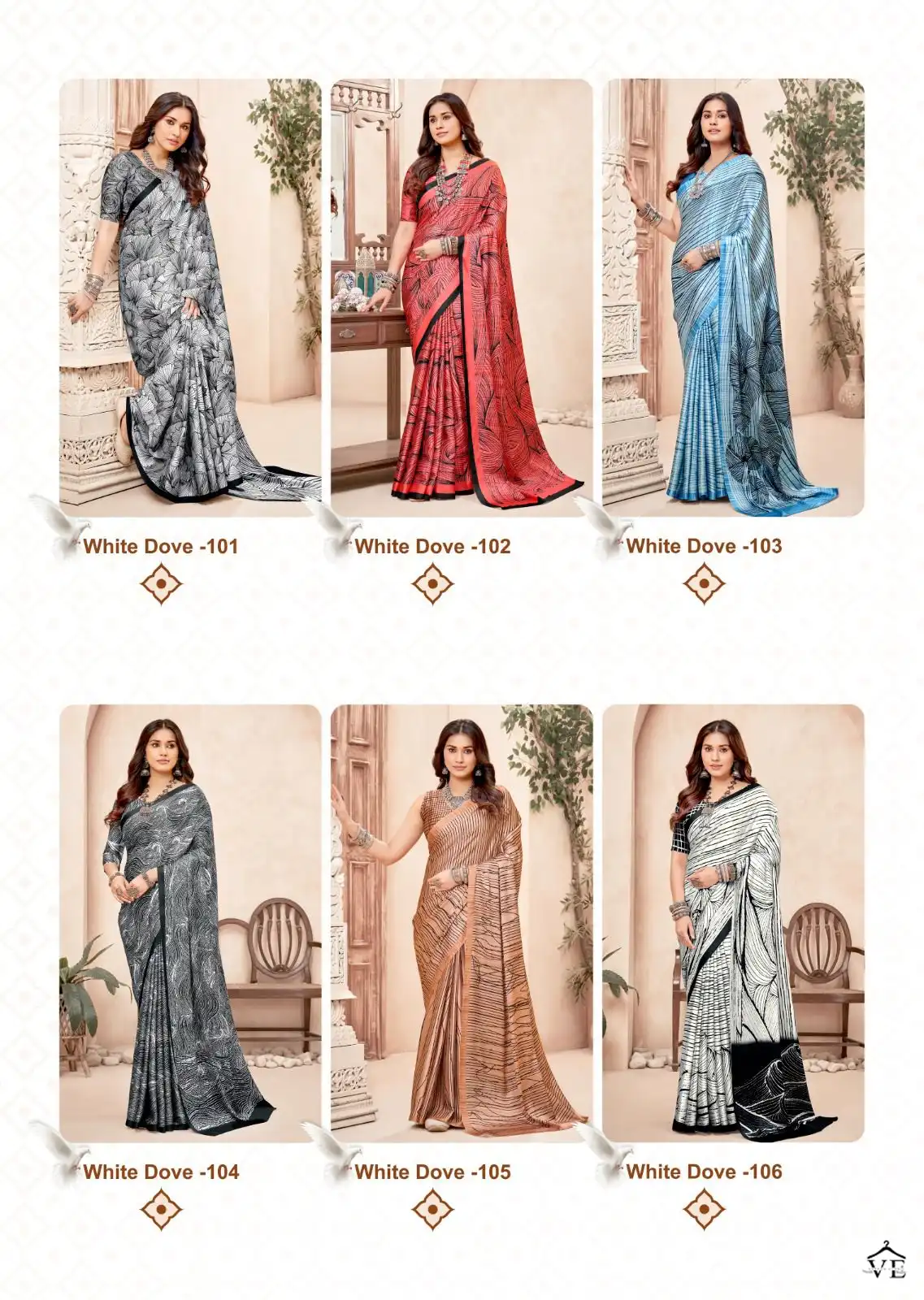 Apple White Dove Japan Crape Wholesale Saree Catalog — Wholesale Sarees, MPA wholesale from Surat — view 9