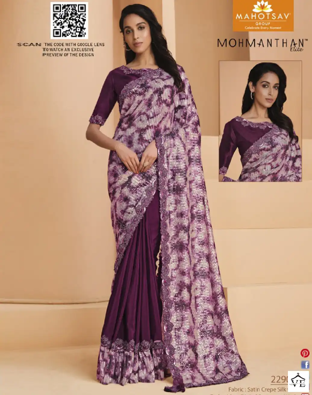 Mahotsav Mohmanthan 22900 Yavanika Satin Crepe Silk Wholesale Designer Saree Catalog — Wholesale Sarees, MPA wholesale from Surat — view 1