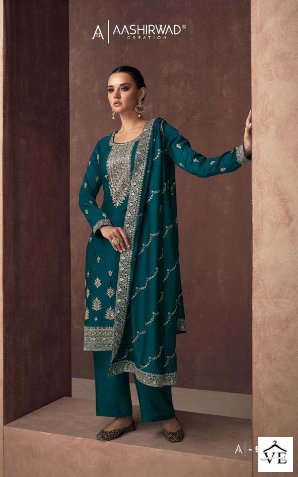 Aashirwad Zaha Silk Wholesale Designer Salwar Suit Catalog — Wholesale Salwar Suits, Aashirwad Creation wholesale from Surat - Gallery Image 4