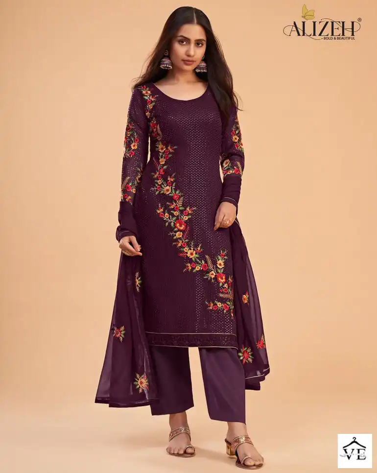 Alizeh Zaida Vol-12 Georgette Wholesale Designer Suits Catalog — Wholesale Salwar Suits, Alizeh wholesale from Surat — view 1