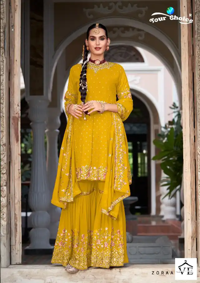 Your Choice Zaraa-13 Blooming Georgette Wholesale Peplum Salwar Suit Catalog — Wholesale Salwar Suits, MPA wholesale from Surat - Gallery Image 4