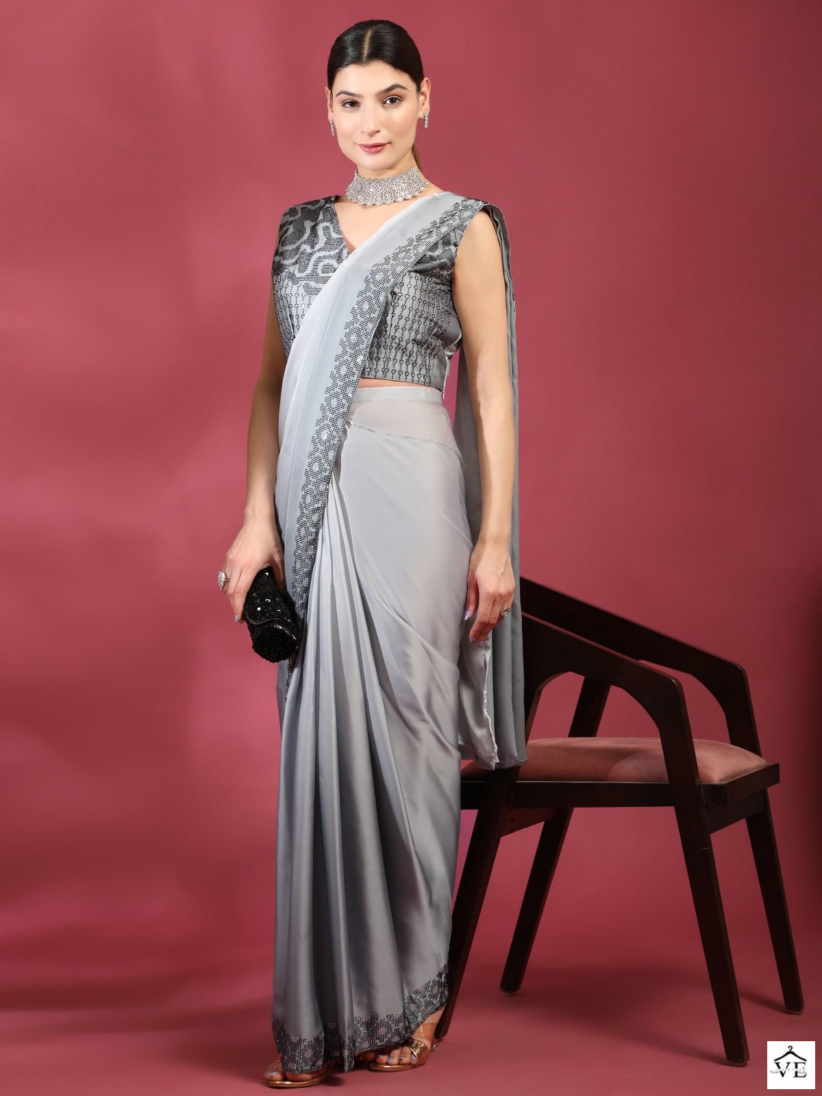 Amoha 1073 Ombre Satin Georgette Wholesale Readymade Sarees Catalog - Image 4