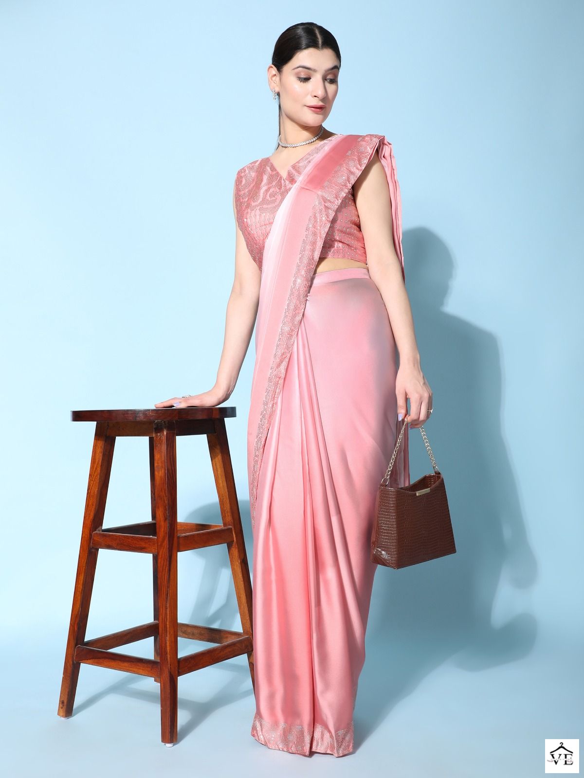 Amoha 1073 Ombre Satin Georgette Wholesale Readymade Sarees Catalog - Image 5