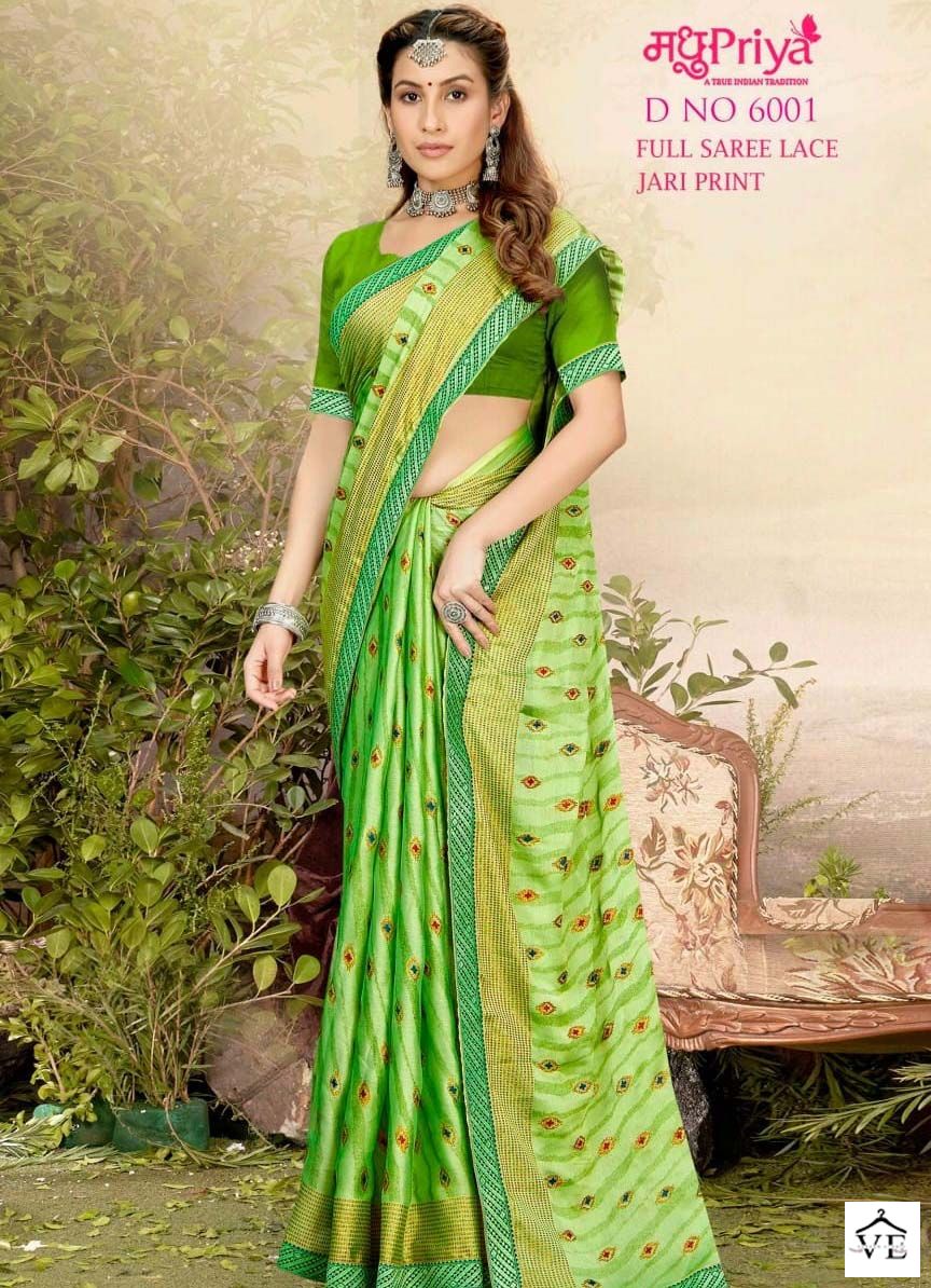 Madhupriya D No 6001 P C Moss Chiffon Wholesale Sarees Catalog — Wholesale Sarees, MPA wholesale from Surat — view 1