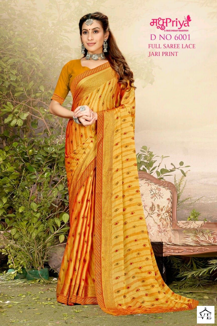 Madhupriya D No 6001 P C Moss Chiffon Wholesale Sarees Catalog — Wholesale Sarees, MPA wholesale from Surat - Gallery Image 4