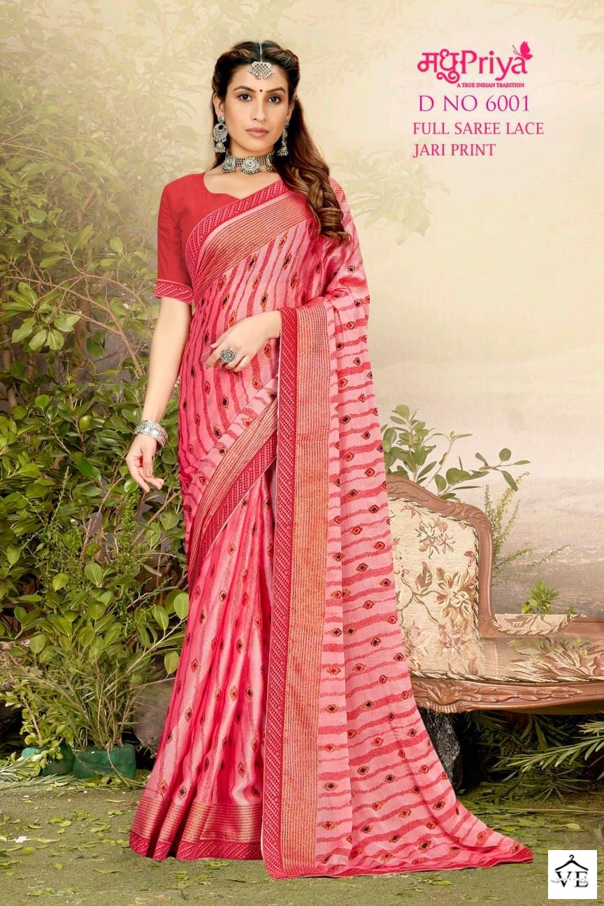 Madhupriya D No 6001 P C Moss Chiffon Wholesale Sarees Catalog — Wholesale Sarees, MPA wholesale from Surat - Gallery Image 5