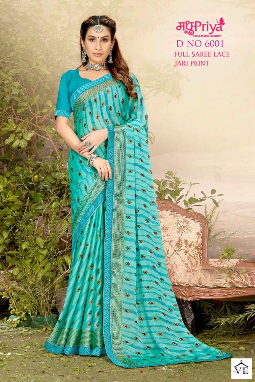 Madhupriya D No 6001 P C Moss Chiffon Wholesale Sarees Catalog — Wholesale Sarees, MPA wholesale from Surat - Gallery Image 6