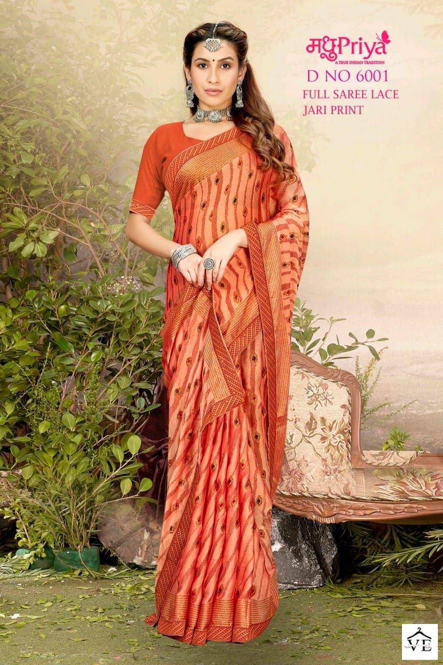 Madhupriya D No 6001 P C Moss Chiffon Wholesale Sarees Catalog — Wholesale Sarees, MPA wholesale from Surat - Gallery Image 8