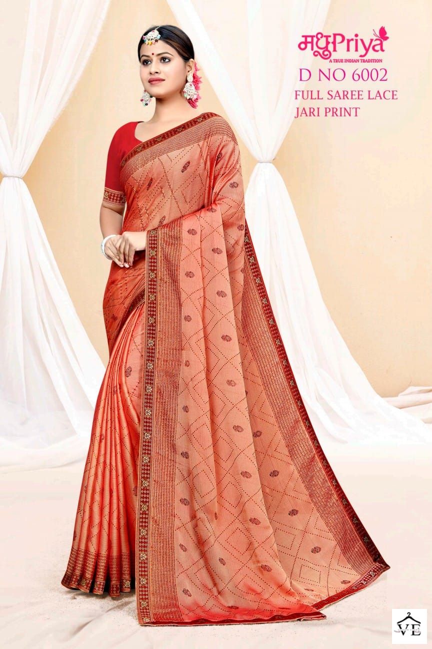Madhupriya D No 6002 P C Moss Chiffon Wholesale Sarees Catalog — Wholesale Sarees, MPA wholesale from Surat — view 2