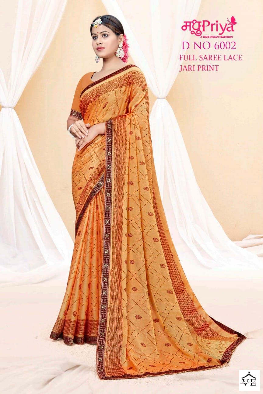 Madhupriya D No 6002 P C Moss Chiffon Wholesale Sarees Catalog — Wholesale Sarees, MPA wholesale from Surat — view 4