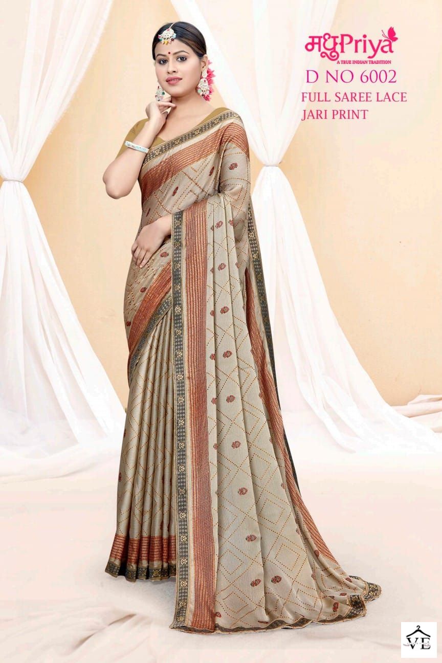 Madhupriya D No 6002 P C Moss Chiffon Wholesale Sarees Catalog — Wholesale Sarees, MPA wholesale from Surat — view 5