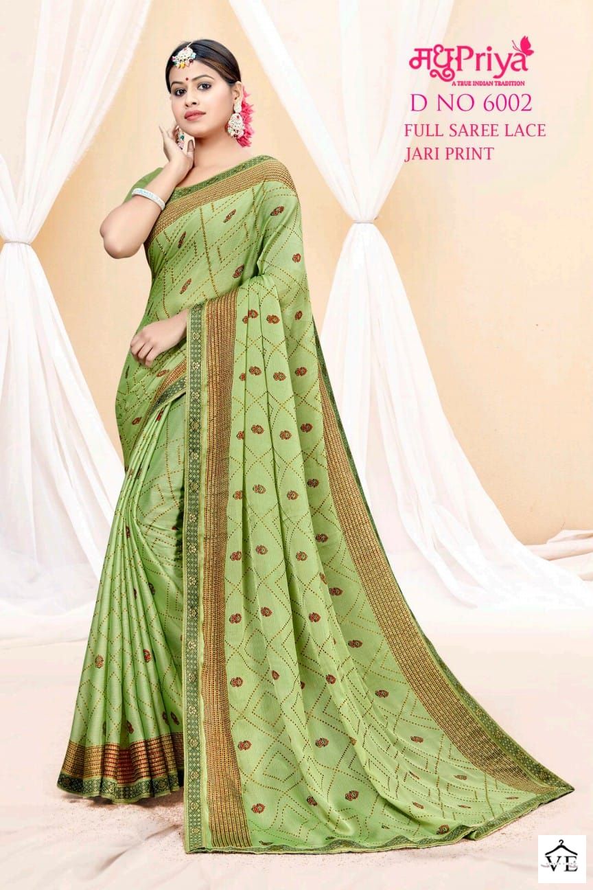 Madhupriya D No 6002 P C Moss Chiffon Wholesale Sarees Catalog — Wholesale Sarees, MPA wholesale from Surat — view 6