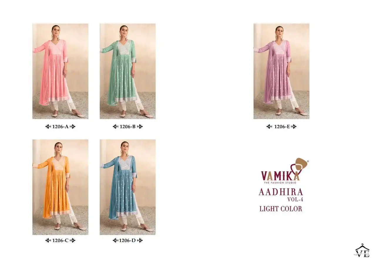 Vamika Aadhira Vol 4 Light Color Pure Rayon Viscos Wholesale Readymade Salwar Suit Catalog — Wholesale Salwar Suits, MPA wholesale from Surat — view 6