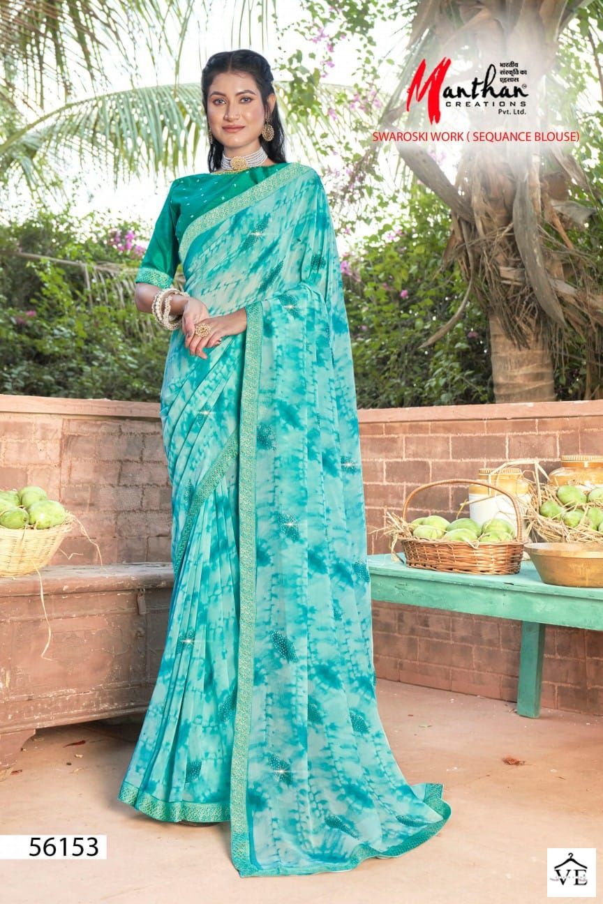 Manthan Aaina Major Georgette Wholesale Sarees Catalog — Wholesale Sarees, MPA wholesale from Surat - Gallery Image 5