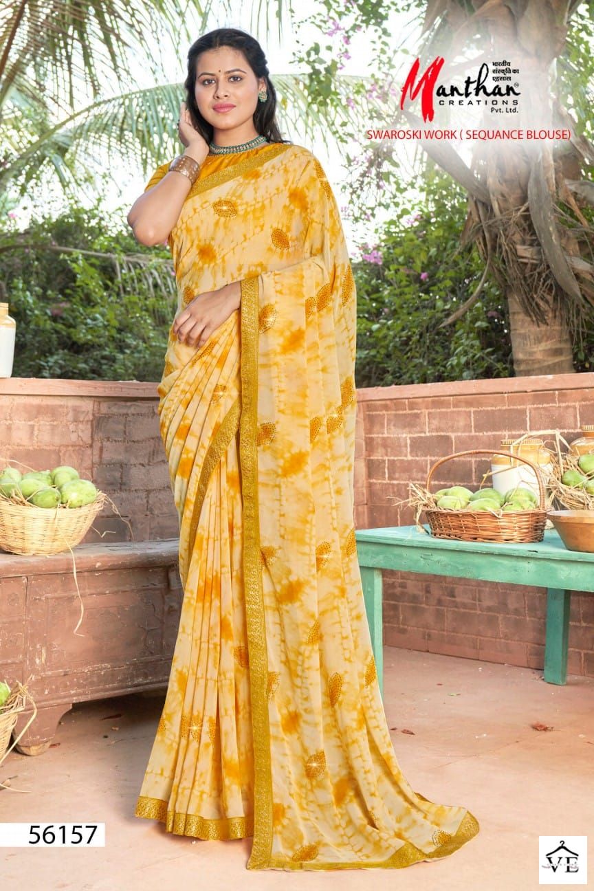 Manthan Aaina Major Georgette Wholesale Sarees Catalog — Wholesale Sarees, MPA wholesale from Surat - Gallery Image 7