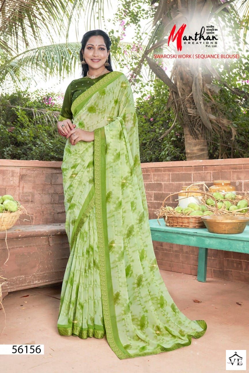 Manthan Aaina Major Georgette Wholesale Sarees Catalog — Wholesale Sarees, MPA wholesale from Surat - Gallery Image 8