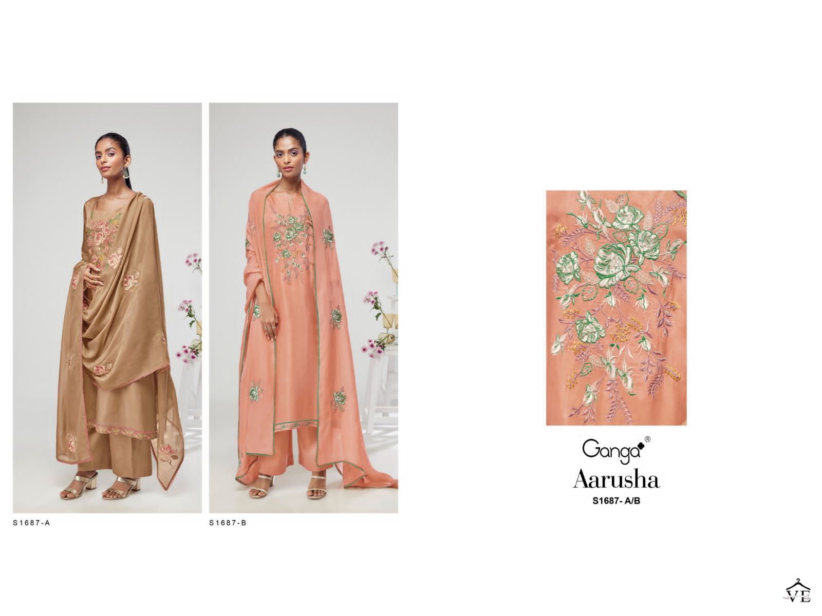 Ganga Aarusha 1687 Silk Wholesale Designer Salwar Suit Catalog — Wholesale Salwar Suits, MPA wholesale from Surat — view 3
