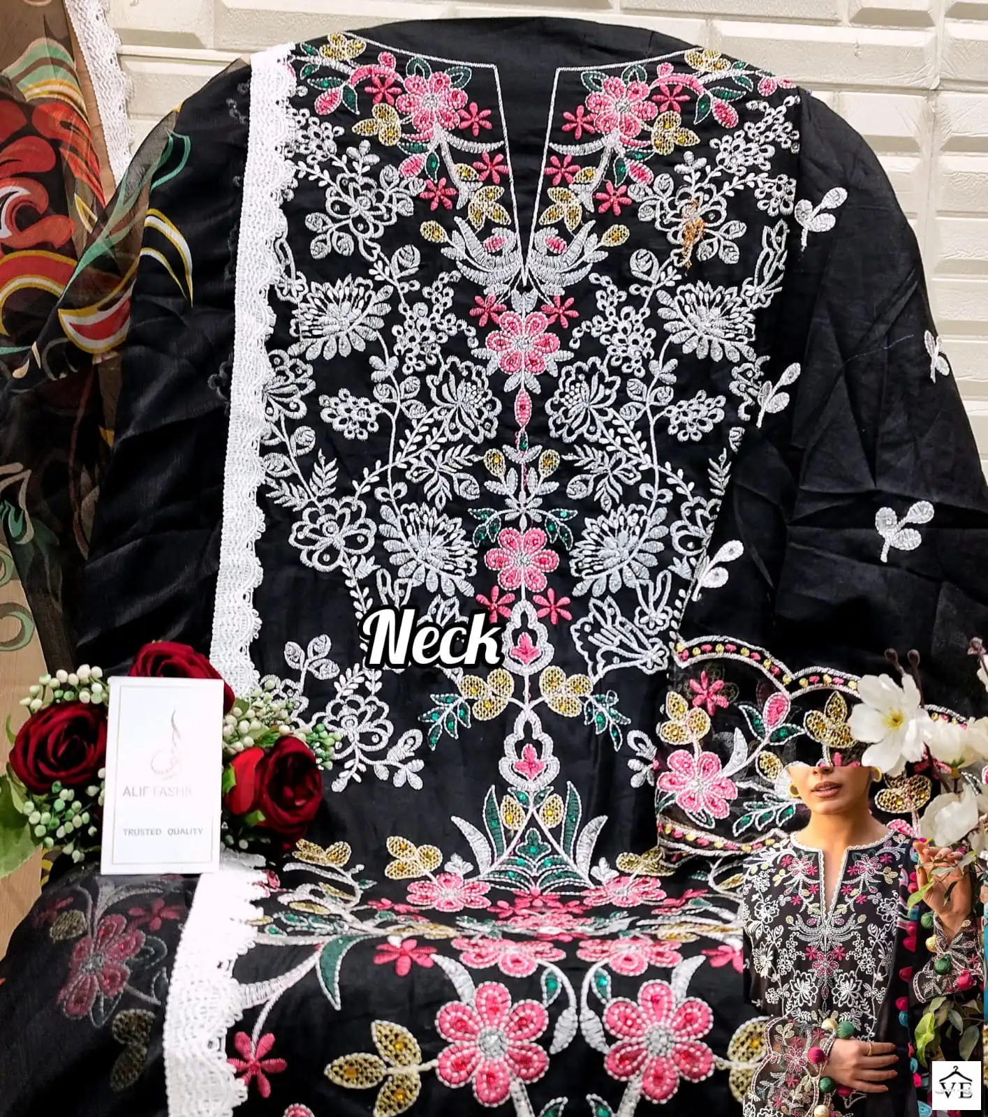 Alif Fashion AF-80 Pure Cambric Cotton Wholesale Pakistani Suit — Wholesale Salwar Suits, MPA wholesale from Surat - Gallery Image 3