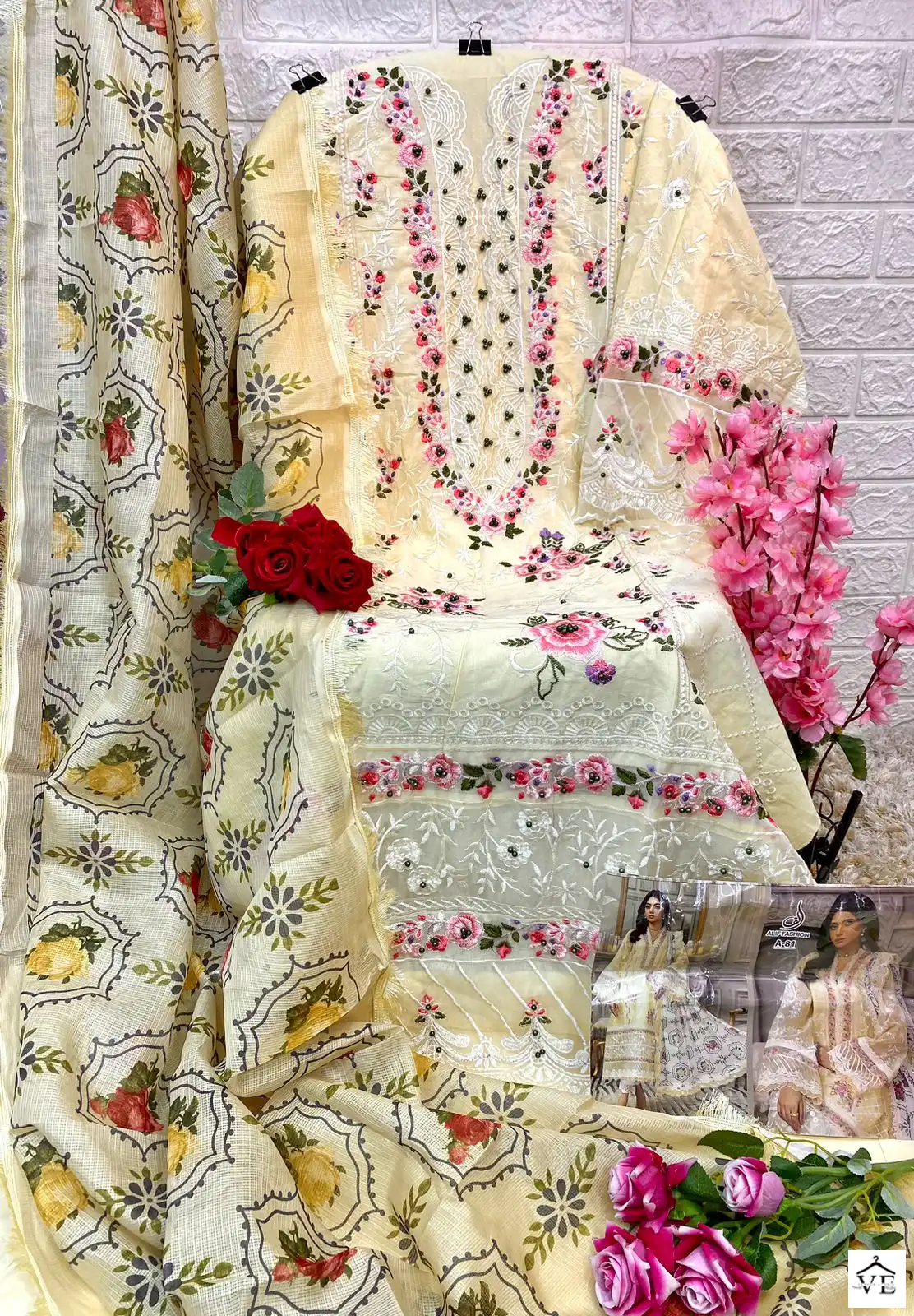 Alif Af-81 Pure Cambric Cotton Wholesale Pakistani Suit — Wholesale Salwar Suits, MPA wholesale from Surat - Gallery Image 2