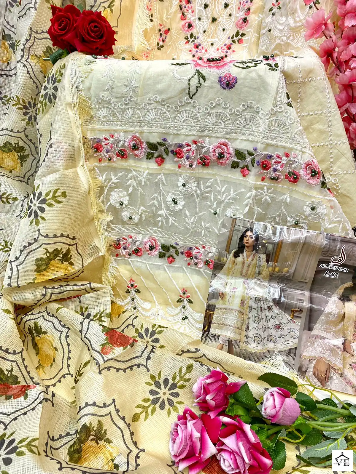 Alif Af-81 Pure Cambric Cotton Wholesale Pakistani Suit — Wholesale Salwar Suits, MPA wholesale from Surat - Gallery Image 4