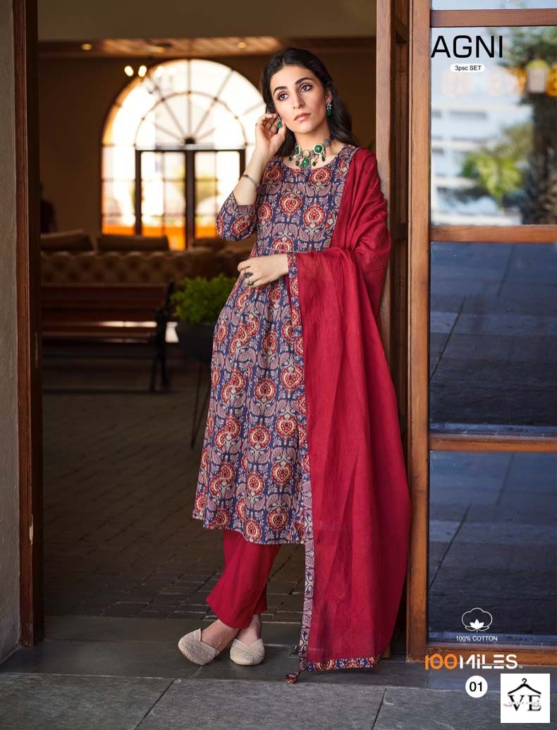 100Miles Agni Pure Cotton Wholesale Readymade Salwar Suit Catalog — Wholesale Salwar Suits, MPA wholesale from Surat — view 2