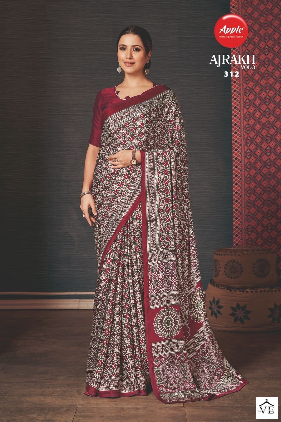 Apple Ajrakh Vol 3 Japan Crape Wholesale Sarees Catalog — Wholesale Sarees, MPA wholesale from Surat - Gallery Image 11