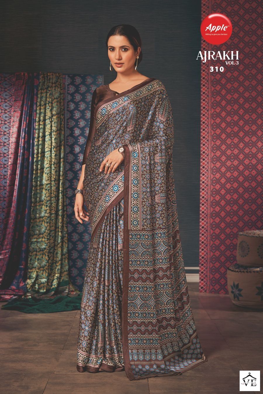 Apple Ajrakh Vol 3 Japan Crape Wholesale Sarees Catalog — Wholesale Sarees, MPA wholesale from Surat - Gallery Image 9