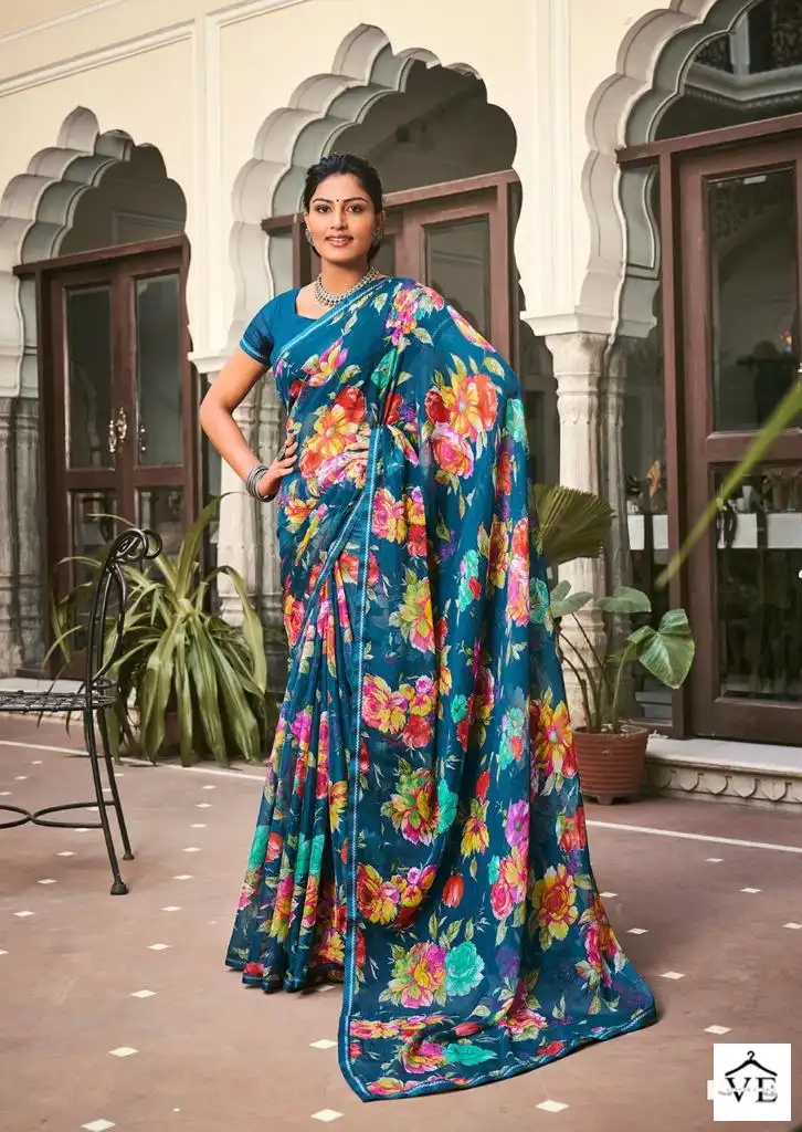 L.T Fashions Akshara 60Grm Chiffon Wholesale Sarees Catalog — Wholesale Sarees, MPA wholesale from Surat - Gallery Image 9