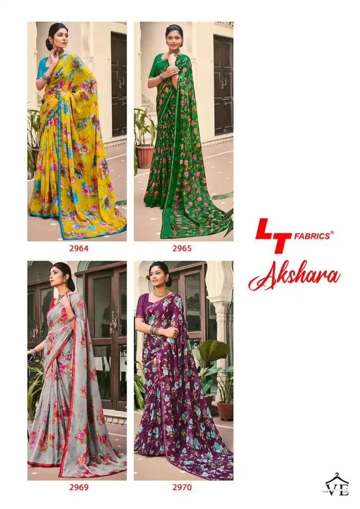 L.T Fashions Akshara 60Grm Chiffon Wholesale Sarees Catalog — Wholesale Sarees, MPA wholesale from Surat - Gallery Image 11