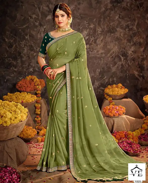 Vardan Ethnic Akshita Organza Wholesale Sarees Catalog — Wholesale Sarees, MPA wholesale from Surat — view 1
