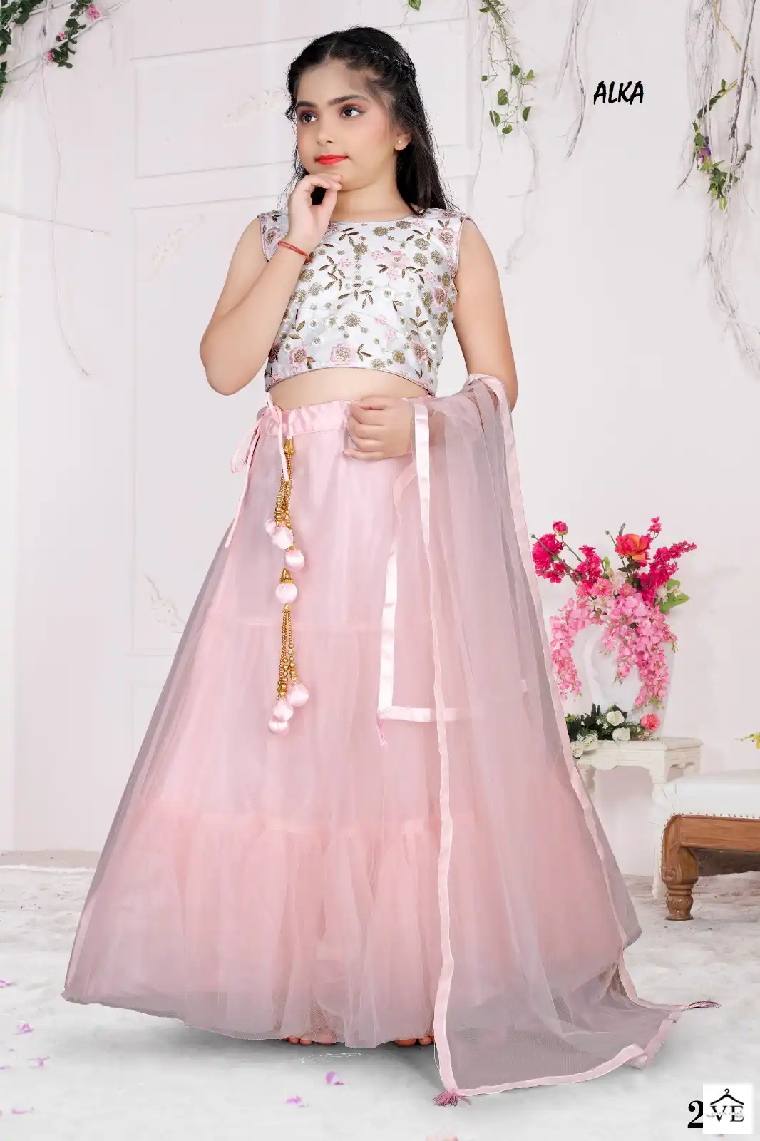 Alka Vol 24 Net Wholesale Kids Wear Lehenga Catalog — Wholesale Lehenga, MPA wholesale from Surat - Gallery Image 3