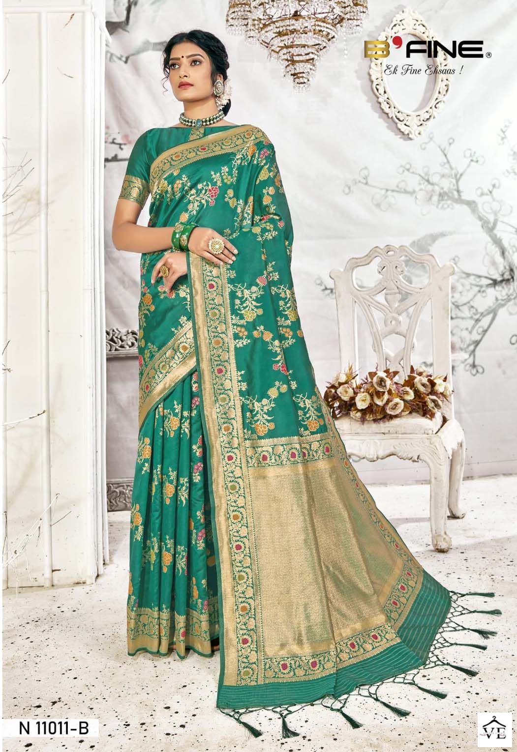 Vardan Ethnic All Time Hit Vol 3 Semi Banarasi Silk Wholesale Sarees Catalog — Wholesale Sarees, MPA wholesale from Surat — view 9