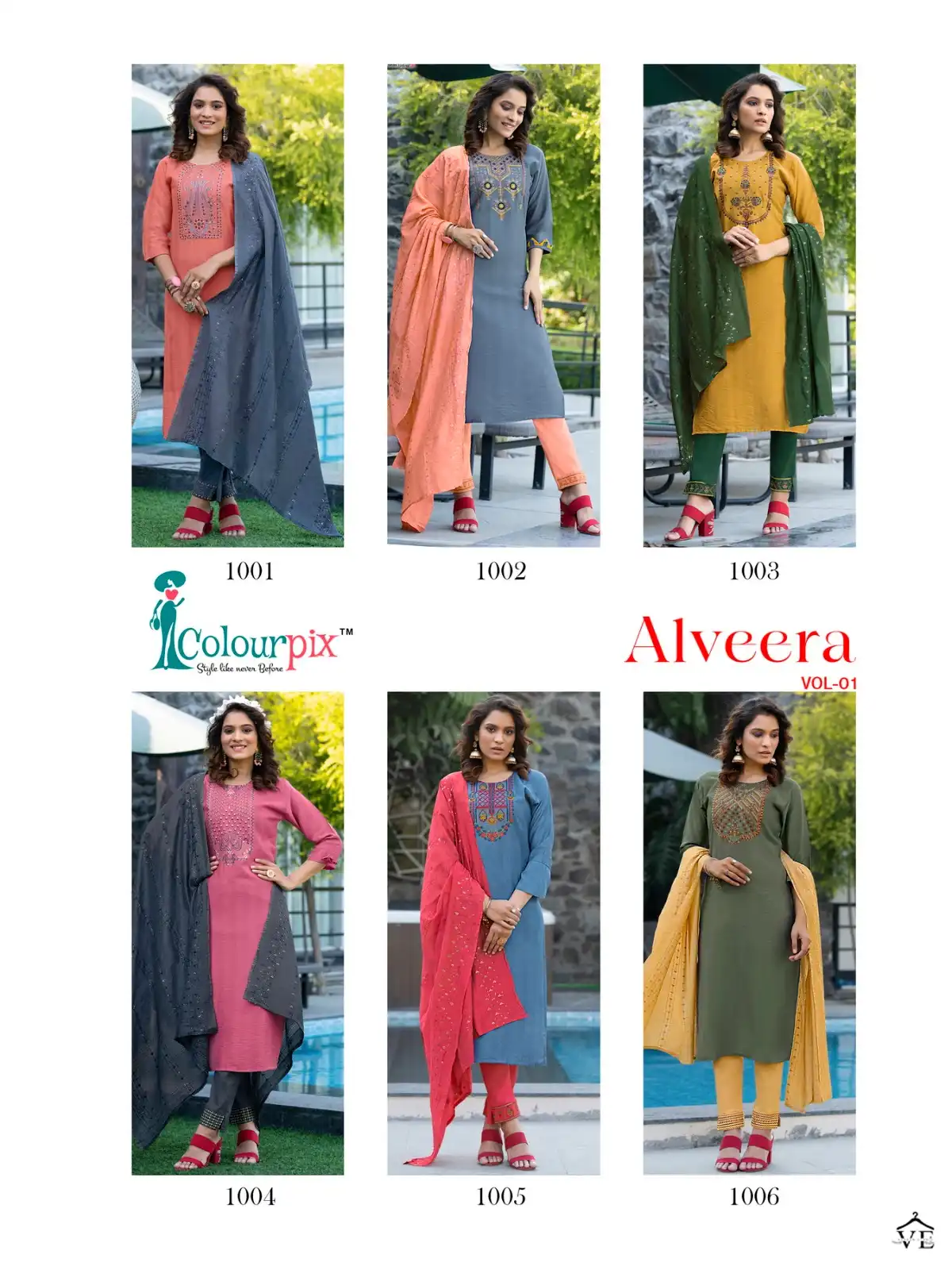 Colourpix Alveera Vol 1 Heavy Fancy Viscose Reyon Wholesale Readymade Salwar Suit Catalog — Wholesale Salwar Suits, MPA wholesale from Surat — view 7