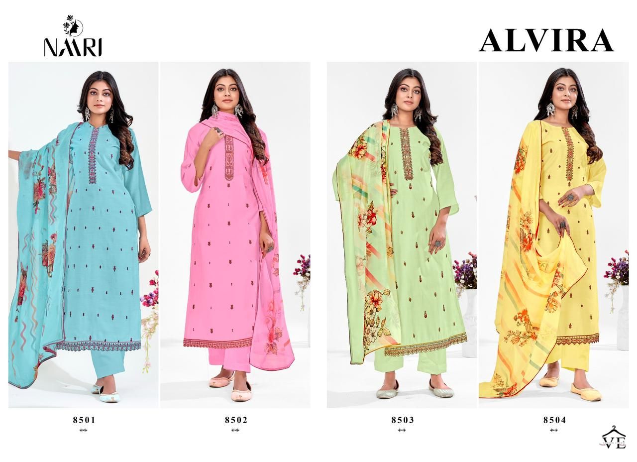 Naari Alvira Pure Silk Wholesale Designer Salwar Suit Catalog — Wholesale Salwar Suits, MPA wholesale from Surat — view 5