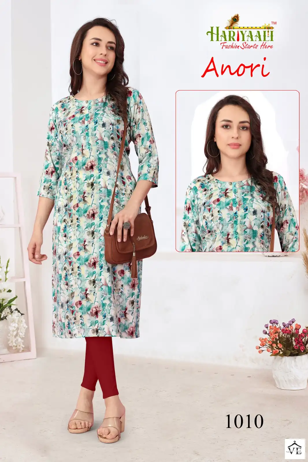 Hariyaali Anori Two Tone Ryon Wholesale Kurtis Catalog — Wholesale Kurtis, MPA wholesale from Surat - Gallery Image 2