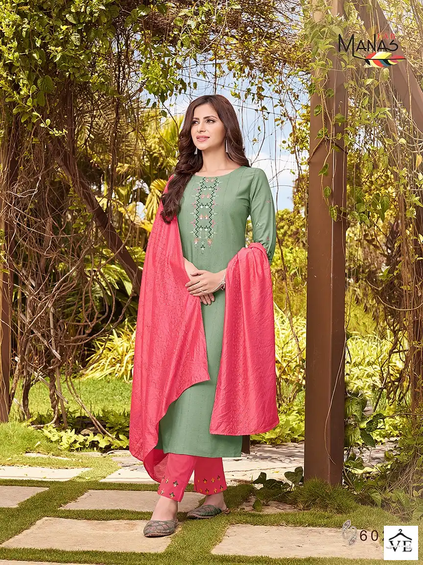Manas Fab Arina 4 Rayon Wholesale Readymade Salwar Suit Catalog — Wholesale Salwar Suits, MPA wholesale from Surat - Gallery Image 3