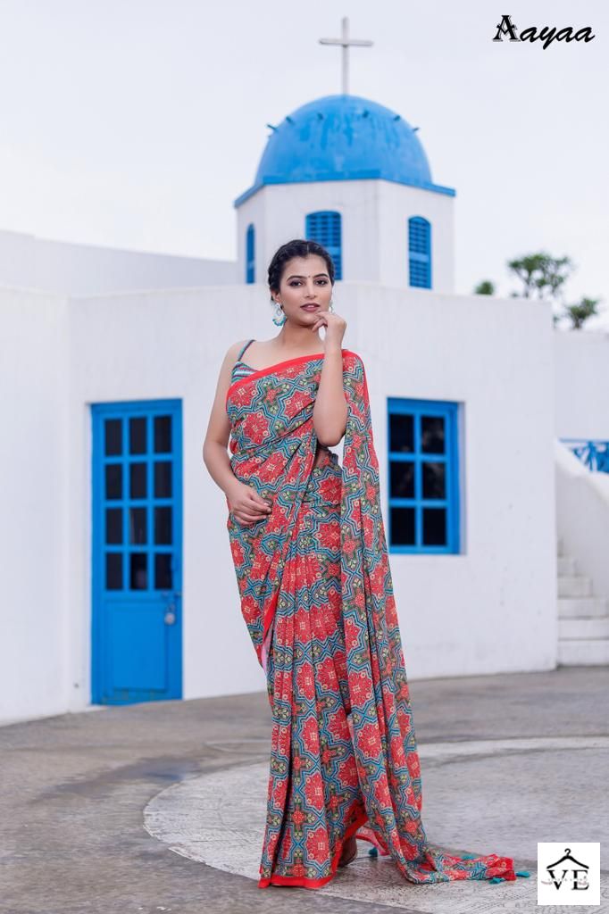 Aaya Aaradhna Vol 8 Faux Georgette Wholesale Sarees Catalog — Wholesale Sarees, MPA wholesale from Surat — view 4