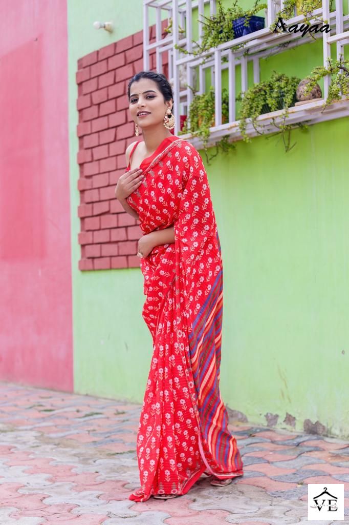 Aaya Aaradhna Vol 8 Faux Georgette Wholesale Sarees Catalog — Wholesale Sarees, MPA wholesale from Surat — view 9