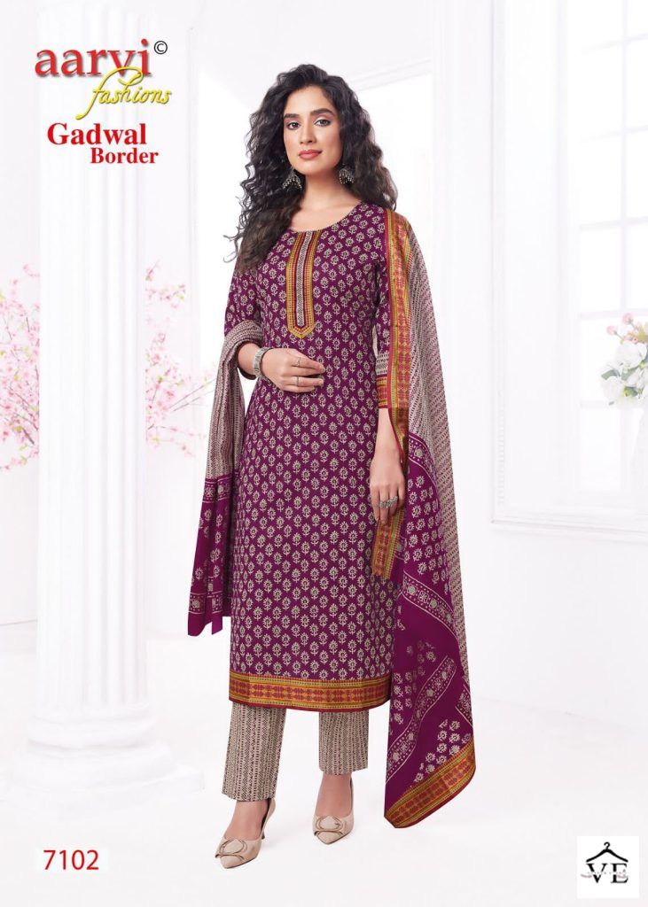 Vardan Ethnic Aarvi Gadhwal Border Vol 8 Cambric Cotton Wholesale Readymade Salwar Suit Catalog — Wholesale Salwar Suits, MPA wholesale from Surat - Gallery Image 7