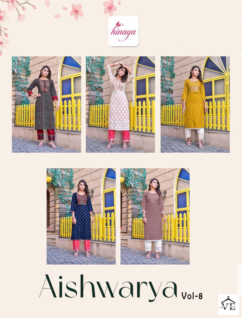Hinaya Aishwarya Vol 8 Rayon Printed Wholesale Kurti Catalog — Wholesale Kurtis, MPA wholesale from Surat — view 6