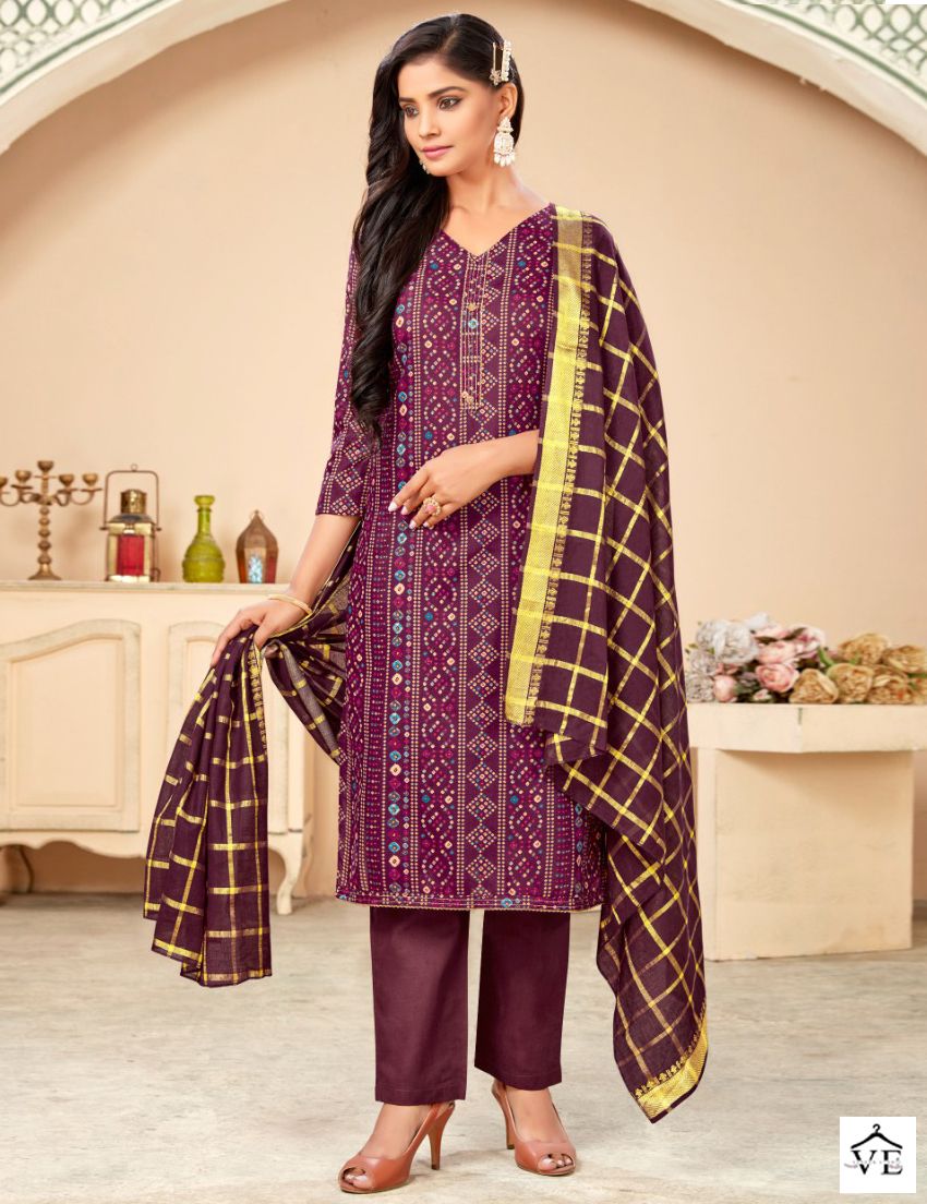 Bipson Bandhani 2061 Pure Cotton Wholesale Salwar Suit Catalog — Wholesale Salwar Suits, MPA wholesale from Surat — view 1