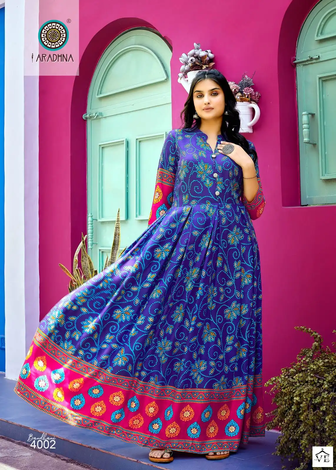 Aradhna Bandhani Vol 4 Rayon Wholesale Long Gown Catalog — Wholesale Kurtis, MPA wholesale from Surat - Gallery Image 2