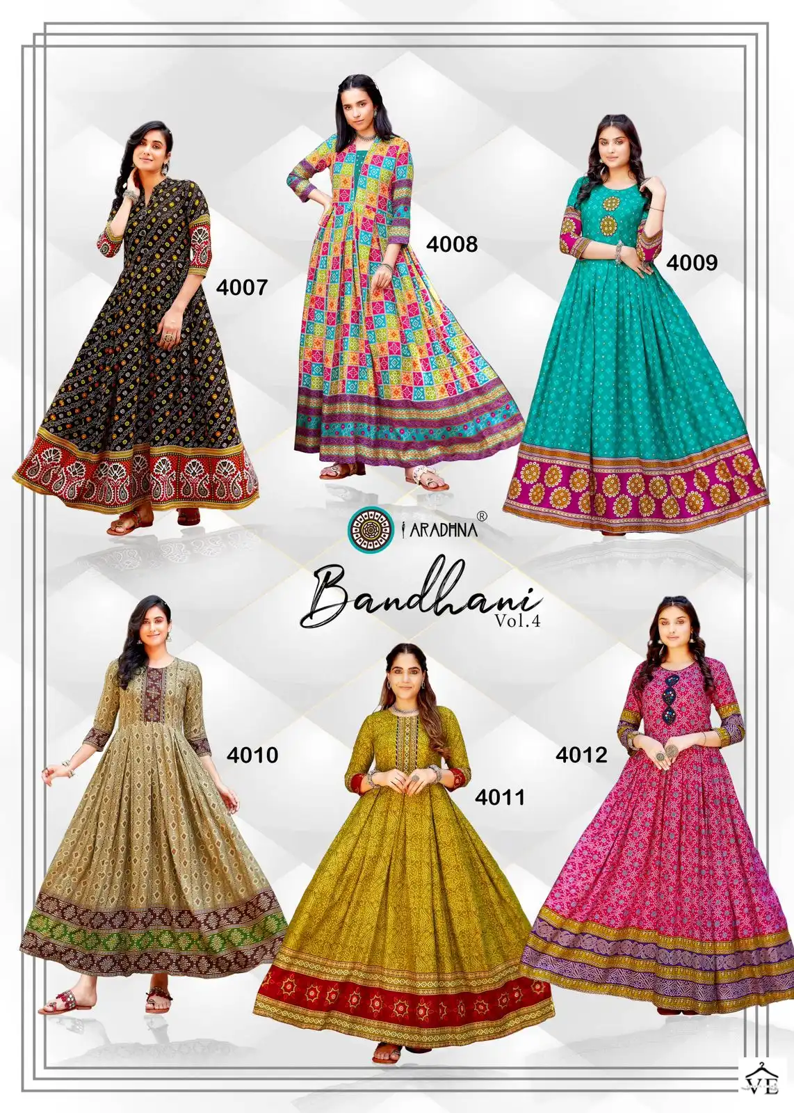 Aradhna Bandhani Vol 4 Rayon Wholesale Long Gown Catalog — Wholesale Kurtis, MPA wholesale from Surat - Gallery Image 13